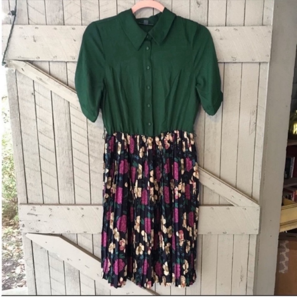 ModCloth Green and Floral Dress